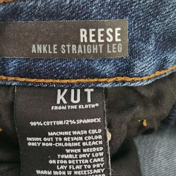 Kut From The Kloth Reese Ankle Straight Leg Distressed Jeans Raw Hem Size 6 - Picture 6 of 7